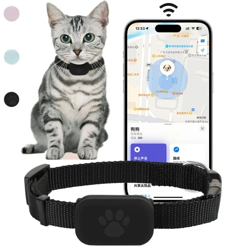 Traceur GPS Bluetooth pour Animal – Mini Tracker Anti-Perte pour Chat et Chiot, Alerte de Mouvement, Localisation Mondiale