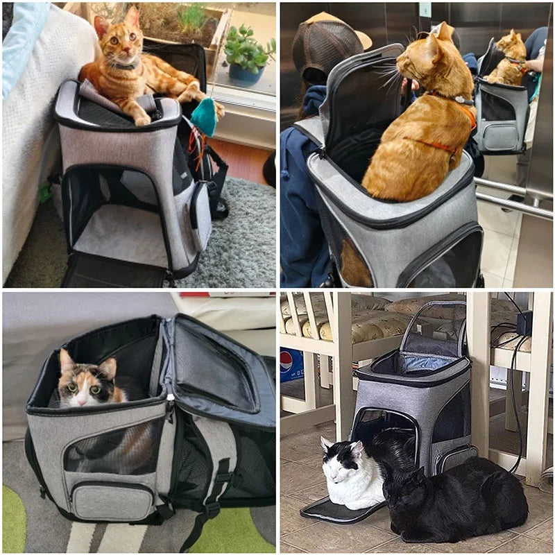 Sac à Dos de Transport Respirant pour Chat et Chien – Pliable, Grande Capacité, Idéal pour Voyager