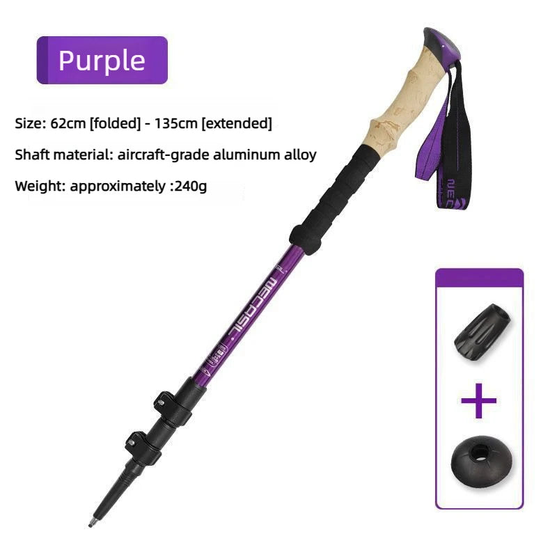 Bâton de Randonnée Télescopique Ultra-Léger 135 cm – Aluminium, Anti-Choc, Alpinisme & Trekking