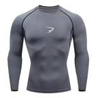 T-shirt de compression manches longues pour hommes, idéal pour la course et le fitness