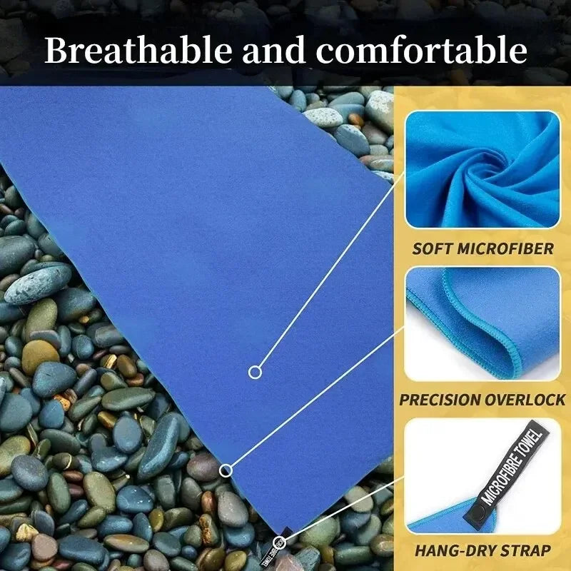 Serviette de Sport à Séchage Rapide 40x80 cm – Bleu, Vert, Orange – Natation, Gym, Camping, Plage