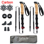 Bâtons de Randonnée Pliables 5 Sections – Aluminium ou Carbone, Poignée Liège, Ultra-Légers 240g
