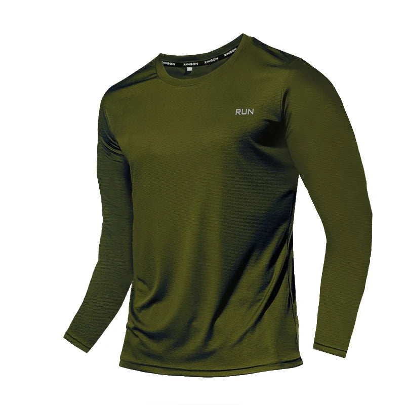 T-shirt de sport à manches longues en soie glacée pour homme
