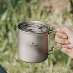 Tasse en Titane avec poignée pliable – Mug ultraléger 420ml / 77g pour camping Outdoor