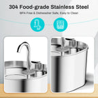 Fontaine à Eau Automatique 2,2L pour Chat – Inox, Pompe Silencieuse, Filtration, Fenêtre Visuelle