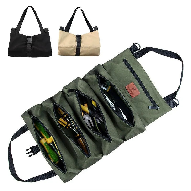 Trousse à Outils Enroulable Robuste – Pochette Multifonction Clés, Rangement Suspendu avec Fermeture Éclair