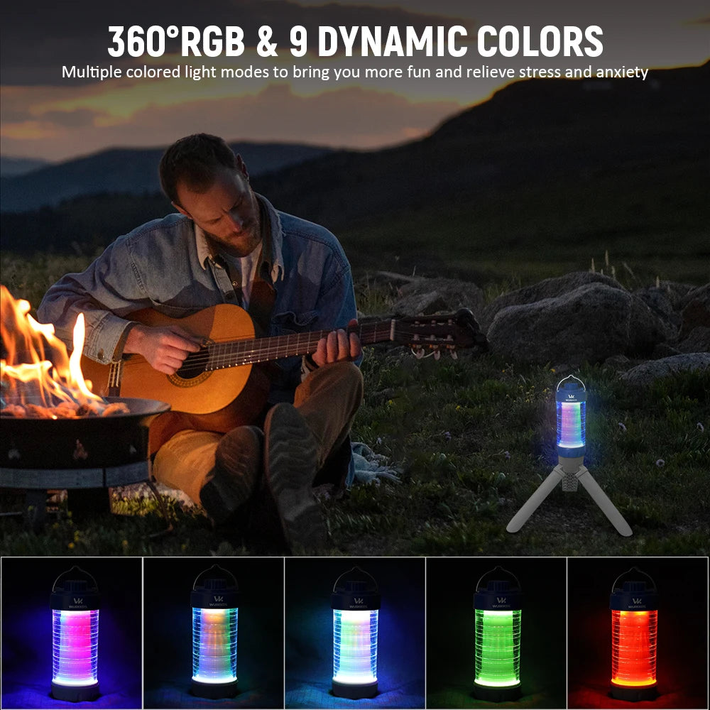 Lanterne LED Camping 550lm RGB, Rechargeable, Batterie Externe, Aimant, IP65