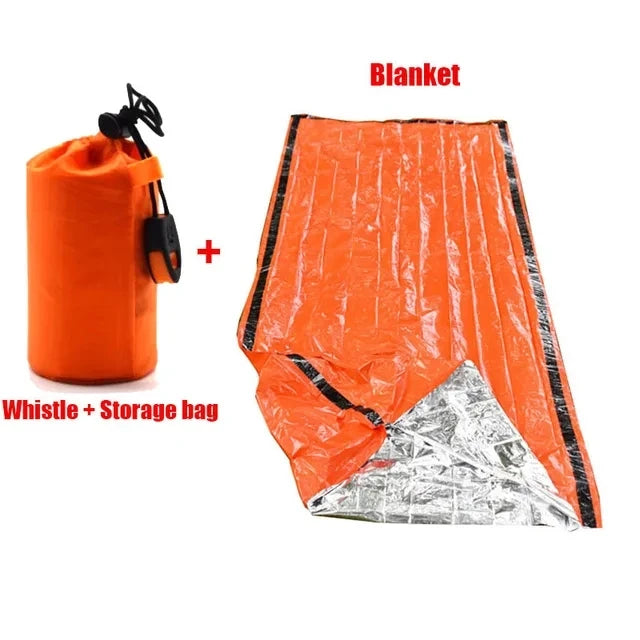 Kit de Survie d’Urgence 2 Personnes – Tente Mylar, Sac de Couchage, Couverture Thermique SOS Réutilisable
