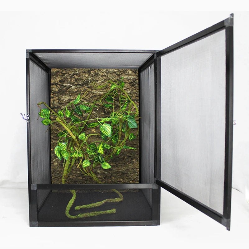 Terrarium Vertical pour Reptiles – Cage Écologique en Métal avec Porte Frontale en Grille pour Habitat Rainforest