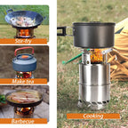 Poêle à Bois Portable pour Camping – En Inox Double Couche Concentrateur de Chaleur, Démontable et Empilable pour Pique-Nique