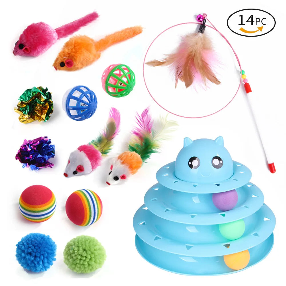 Set de Jouets Variés pour Chatons : Canne, Souris Sisal, Balle à Grelot et Accessoires