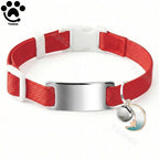Collier Chat Élastique Personnalisé – Gravure Gratuite, Plaque ID, Clochette & Breloque Lune Anti-Fugue