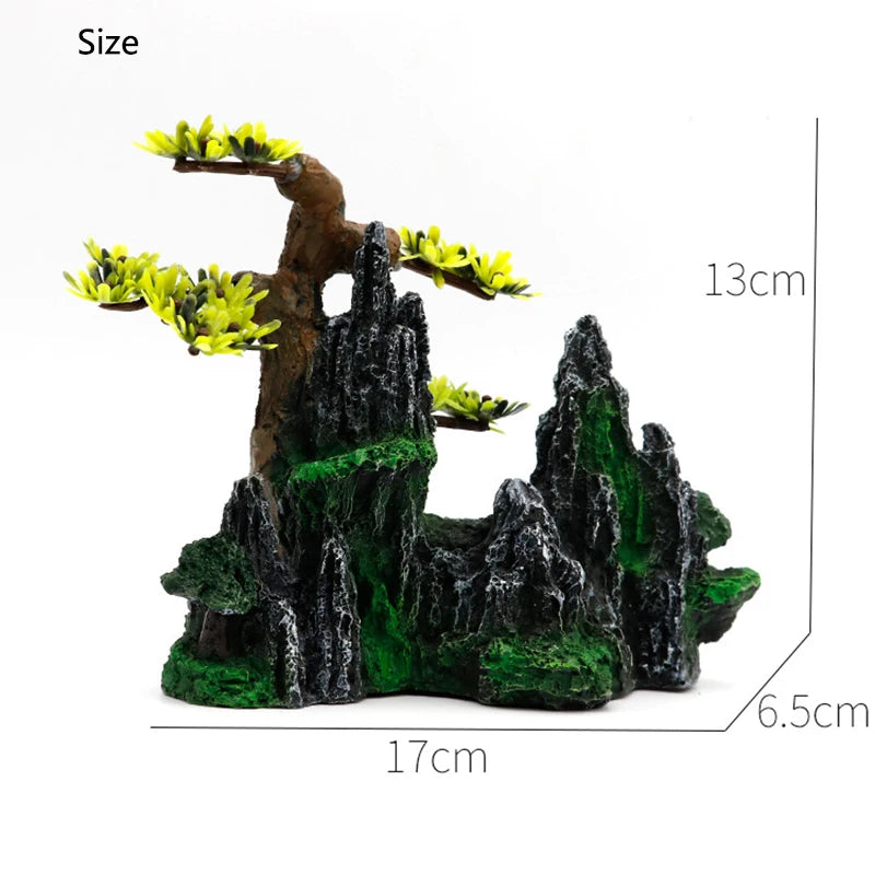 Décoration Aquarium en Résine – Rocaille, Montagne, Grotte, Arbre – Ornement Naturel pour Bac à Poissons