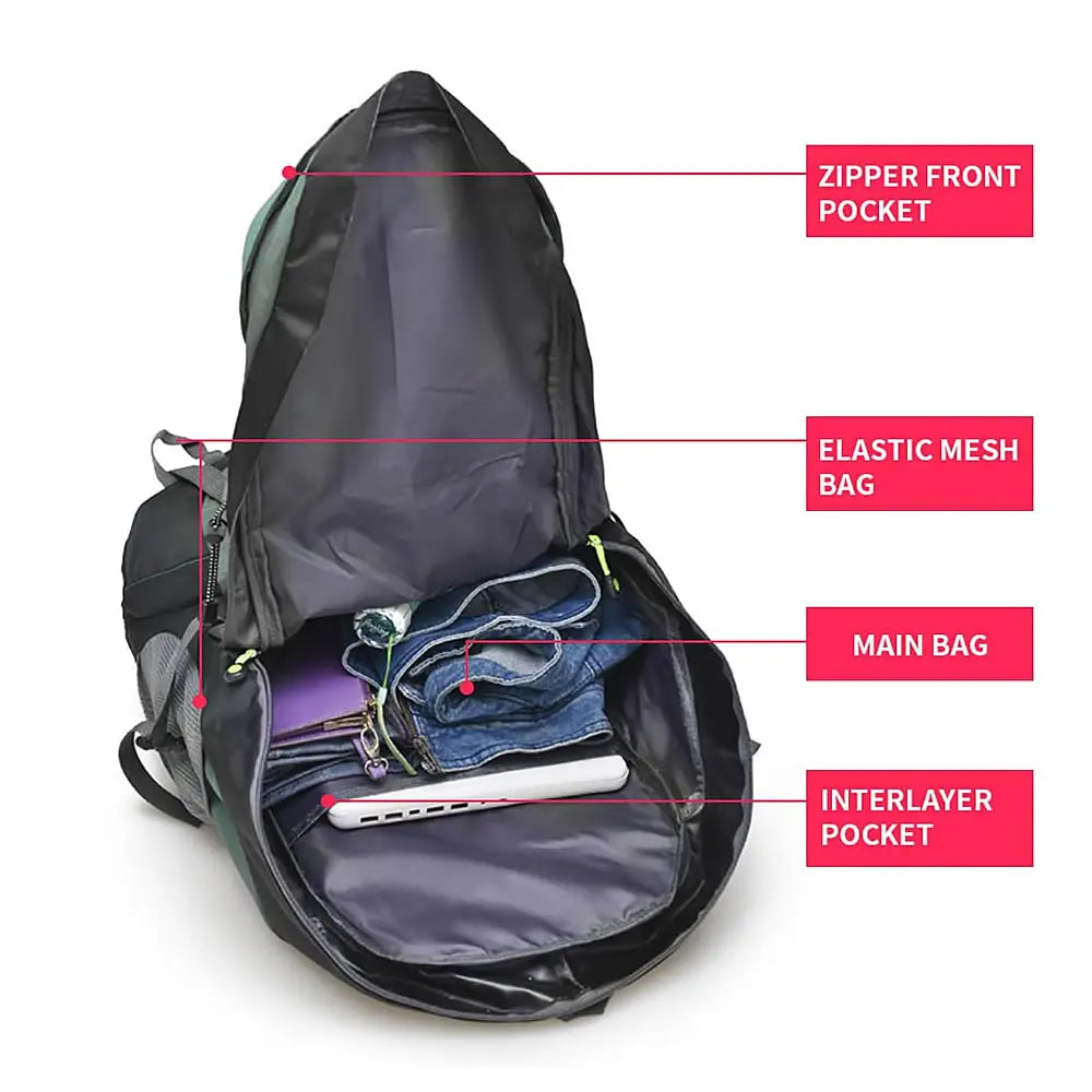 Sac à Dos Randonnée Imperméable 50L – Polyester, Multifonction, Unisexe, Trekking Camping Escalade