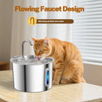 Fontaine à Eau en Acier Inoxydable pour Chat et Chien – 2,2L / 75oz, Distributeur Automatique, Système de Filtration