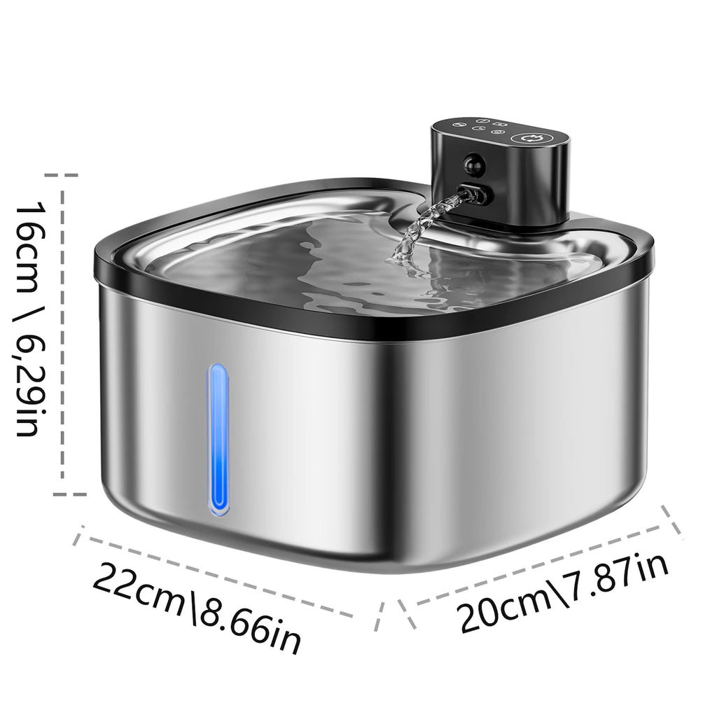 Fontaine à Eau Inox 3,5L pour Chat – Sans Fil et Rechargeable
