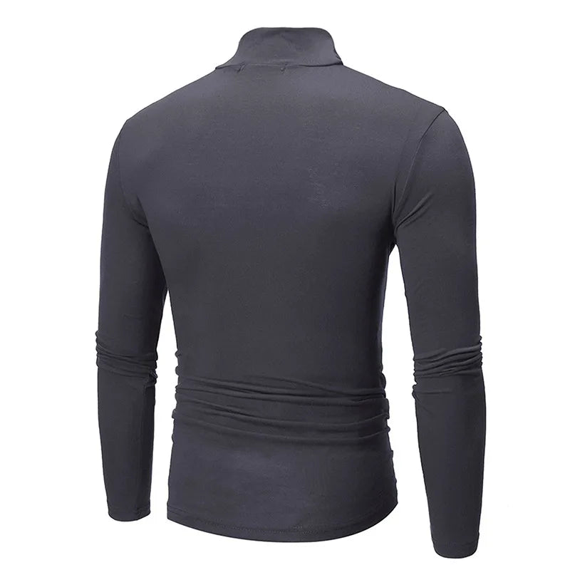 T-shirt Col Roulé Homme – Coupe Slim, Manches Longues, Respirant, Casual