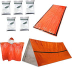 Kit de Survie Isotherme Outdoor – Couvertures d'Urgence (5 pcs), Sac de Couchage, Tente & Poncho de Survie
