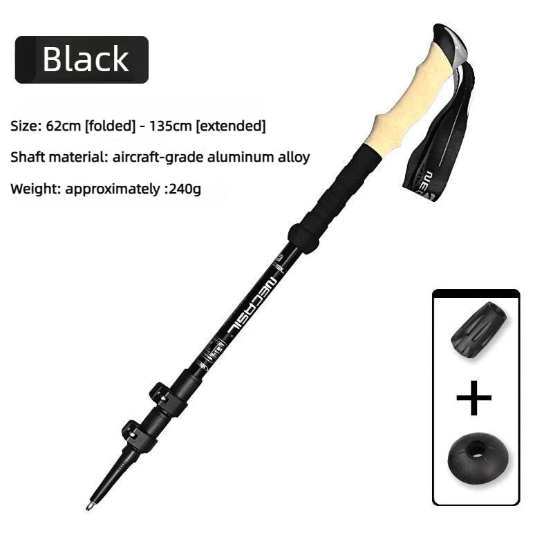 Bâton de Randonnée Télescopique Ultra-Léger 135 cm – Aluminium, Anti-Choc, Alpinisme & Trekking