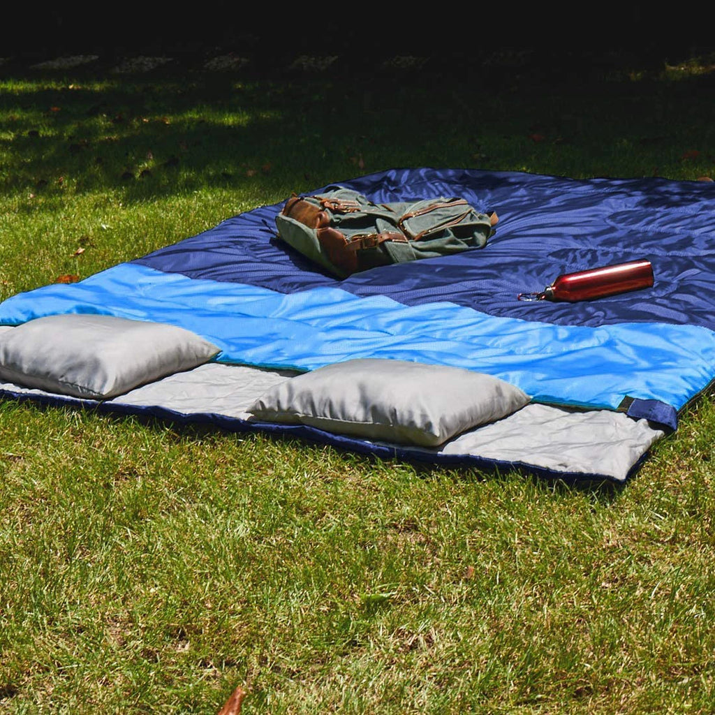Sac de Couchage Double – Pour 2 Personnes – 2 Oreillers Gonflables Inclus – Camping, Voyage – 220x150cm