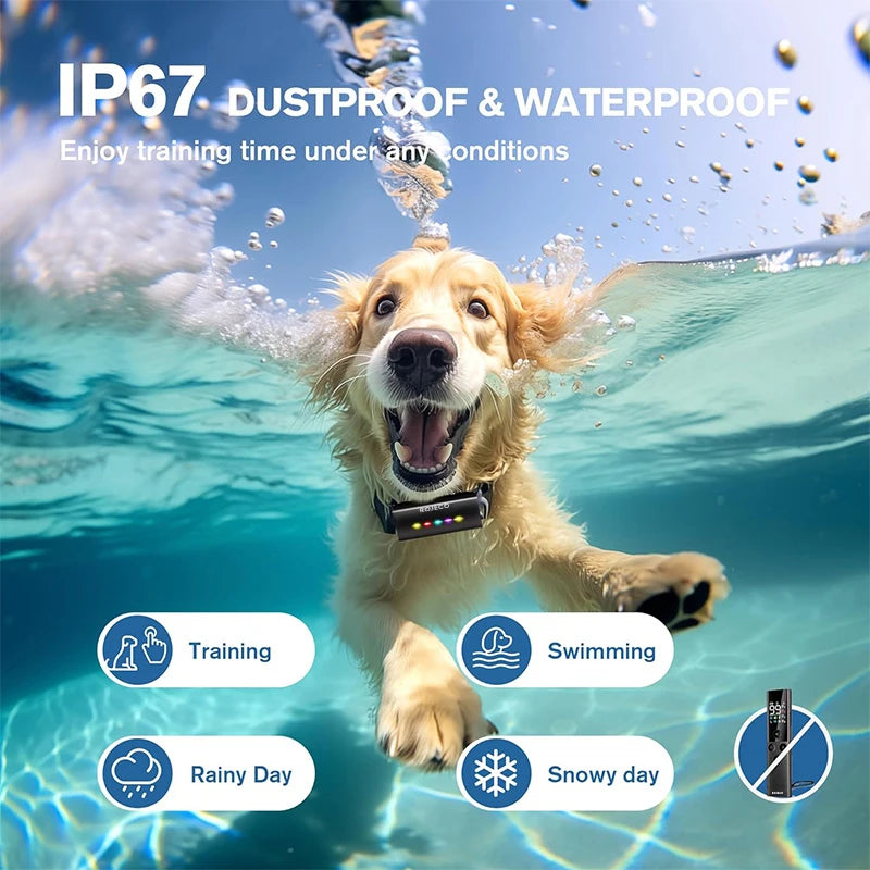 ROJECO Collier de Dressage pour Chien avec Télécommande 500m – IP67 Imperméable, Collier Électrique Anti-Aboiement