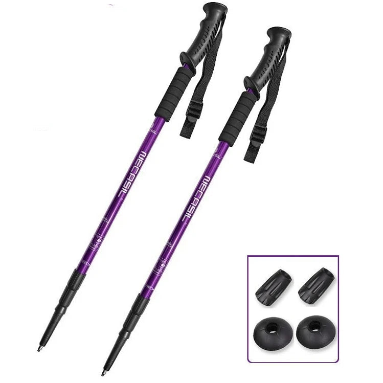 Lot de 2 Bâtons de Randonnée Ultralégers Réglables en Aluminium – Pliables 63-135 cm pour Trekking & Trail