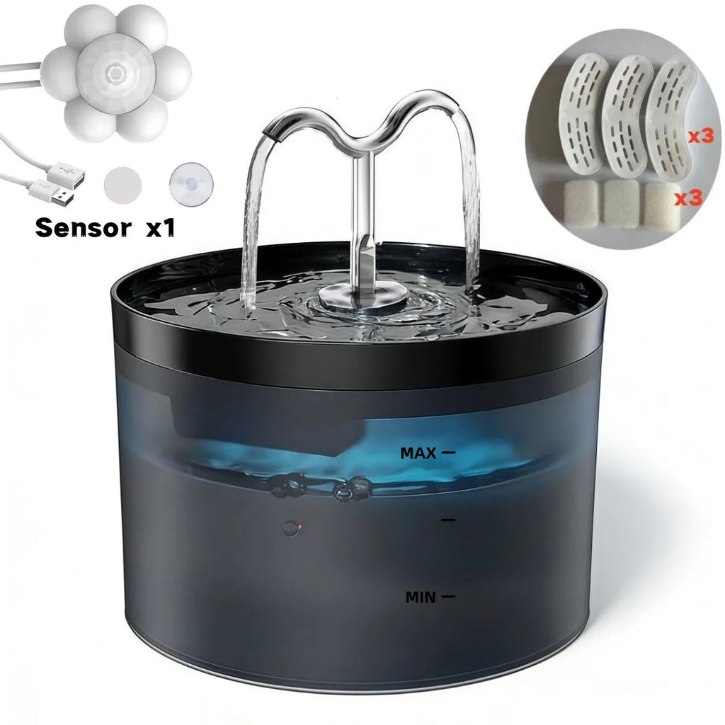 Fontaine à Eau pour Chat et Chien – Filtration Triple, Capteur Automatique, 2,1L