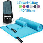 Serviette de Sport à Séchage Rapide 40x80 cm – Bleu, Vert, Orange – Natation, Gym, Camping, Plage