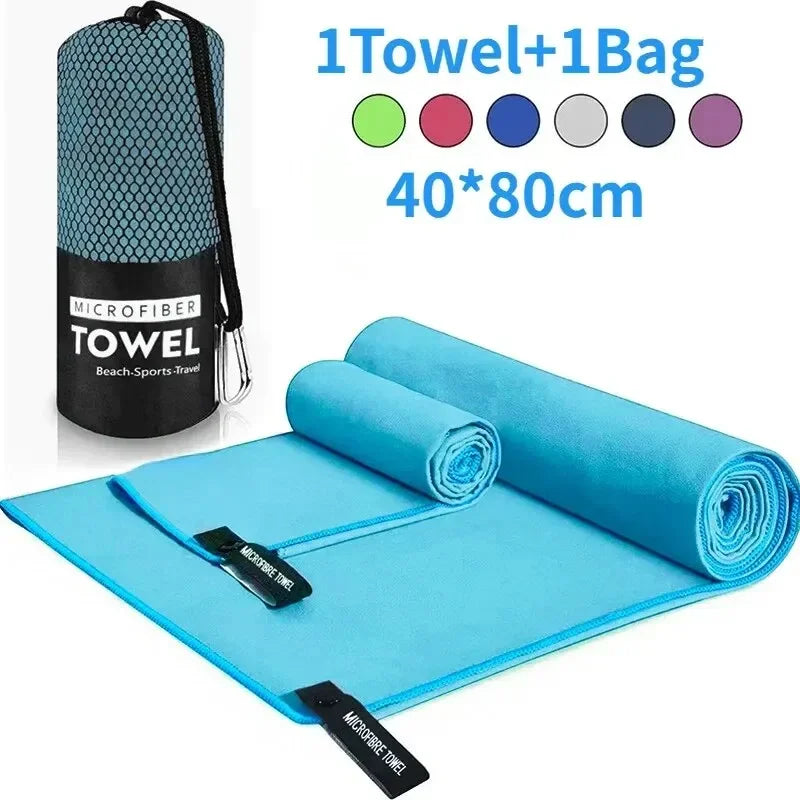 Serviette de Sport à Séchage Rapide 40x80 cm – Bleu, Vert, Orange – Natation, Gym, Camping, Plage
