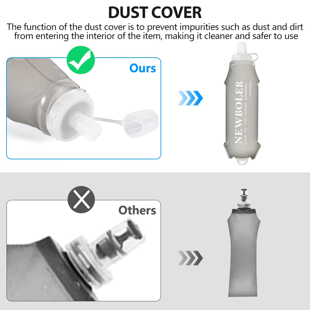 Gourde Souple Pliable en TPU – 500/800/1000ml – Idéale Course, Camping, Randonnée, Vélo, Fitness