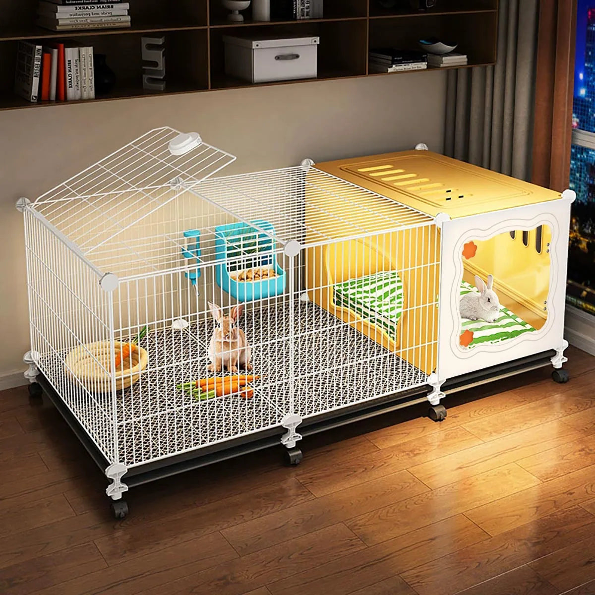Cage pour Lapin à Usage Domestique – Grande Cage Intérieure avec Bac de Nettoyage pour Cochons d'Inde