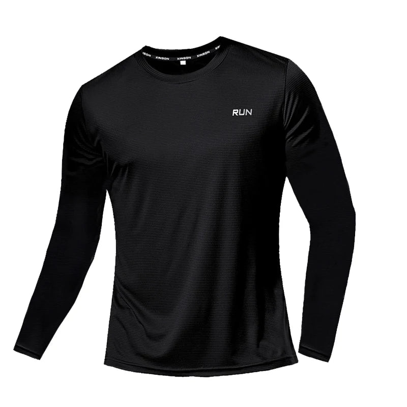 T-shirt de sport à manches longues en soie glacée pour homme