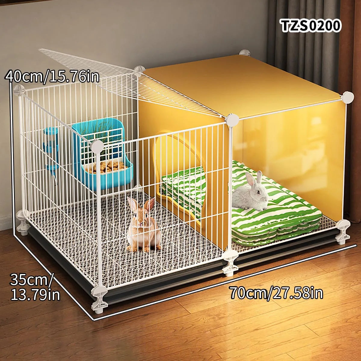 Cage pour Lapin à Usage Domestique – Grande Cage Intérieure avec Bac de Nettoyage pour Cochons d'Inde