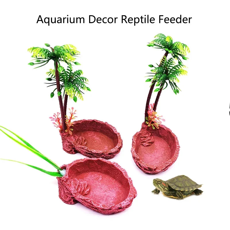 Gamelle Mangeoire en Résine pour Reptiles – Bol Aquarium pour Tortues, Lézards, Scorpions et Crabes