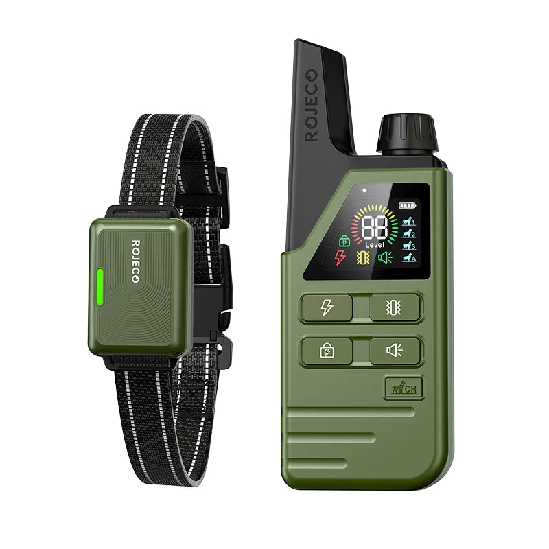 ROJECO Collier de Dressage Électrique pour Chien – IPX7 Étanche, Télécommande 300m, Rechargeable, Anti-Aboiement