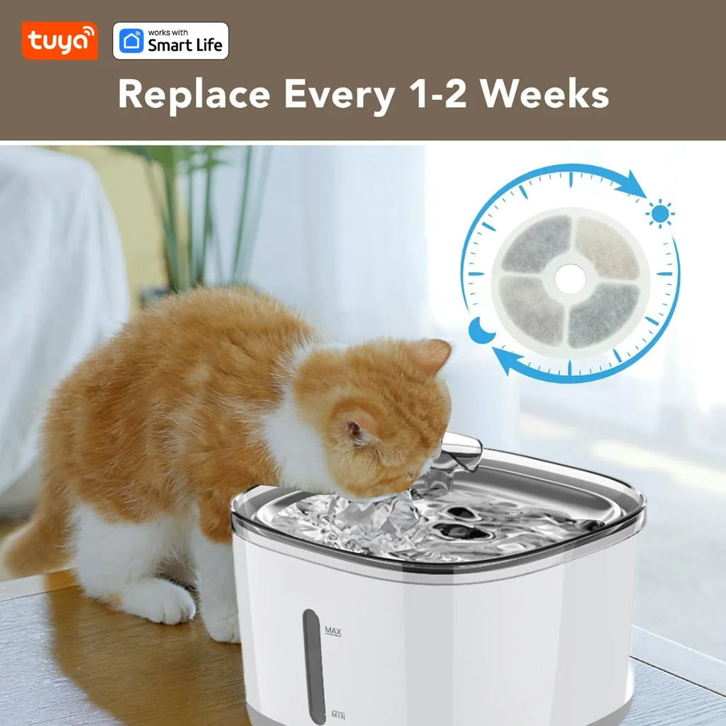 Fontaine à Eau Connectée 2,5L pour Chat – Application Tuya Smart