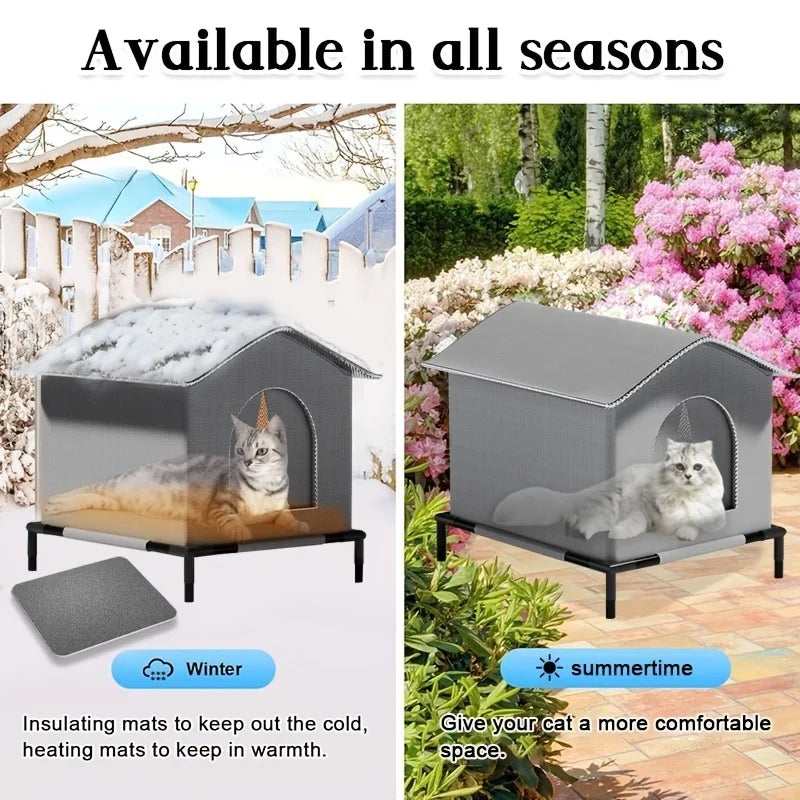 Maison pour Chat Imperméable Pliable – Abri Été Frais, Nid Grotte pour Chats Errants, Chiens & Chiots
