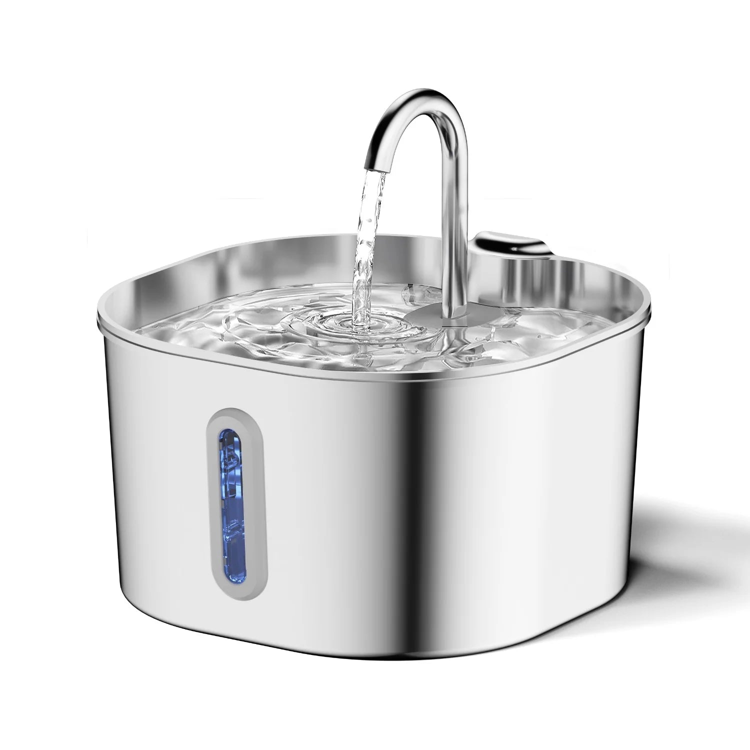 Fontaine à Eau Automatique 2,2L pour Chat – Inox, Pompe Silencieuse, Filtration, Fenêtre Visuelle