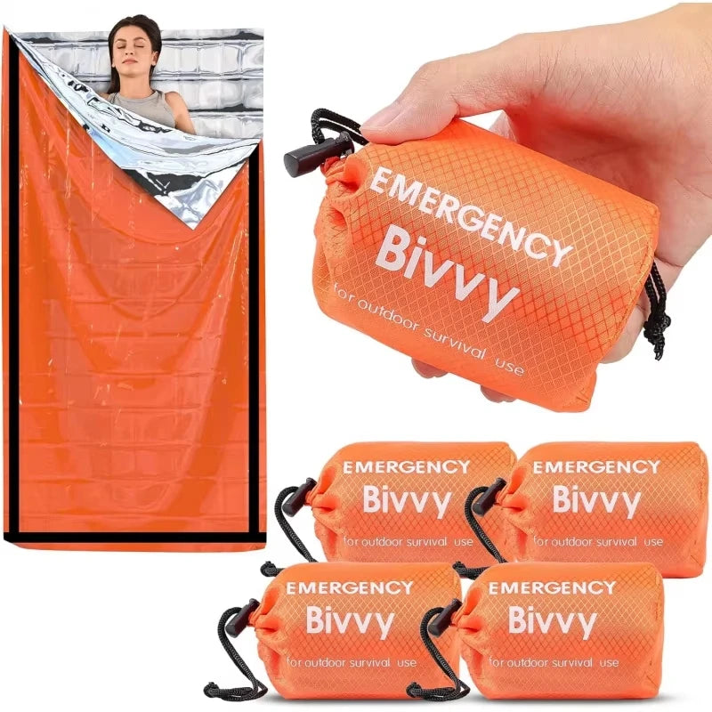 Sac de Couchage d'Urgence – Couverture de Survie Thermique Mylar, Léger, Imperméable, Abri Portable pour Camping et Randonnée