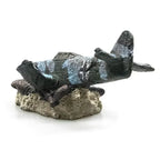 Décoration Aquarium – Petit Avion dans Épave de Bateau, Ornement Résine pour Aquascaping