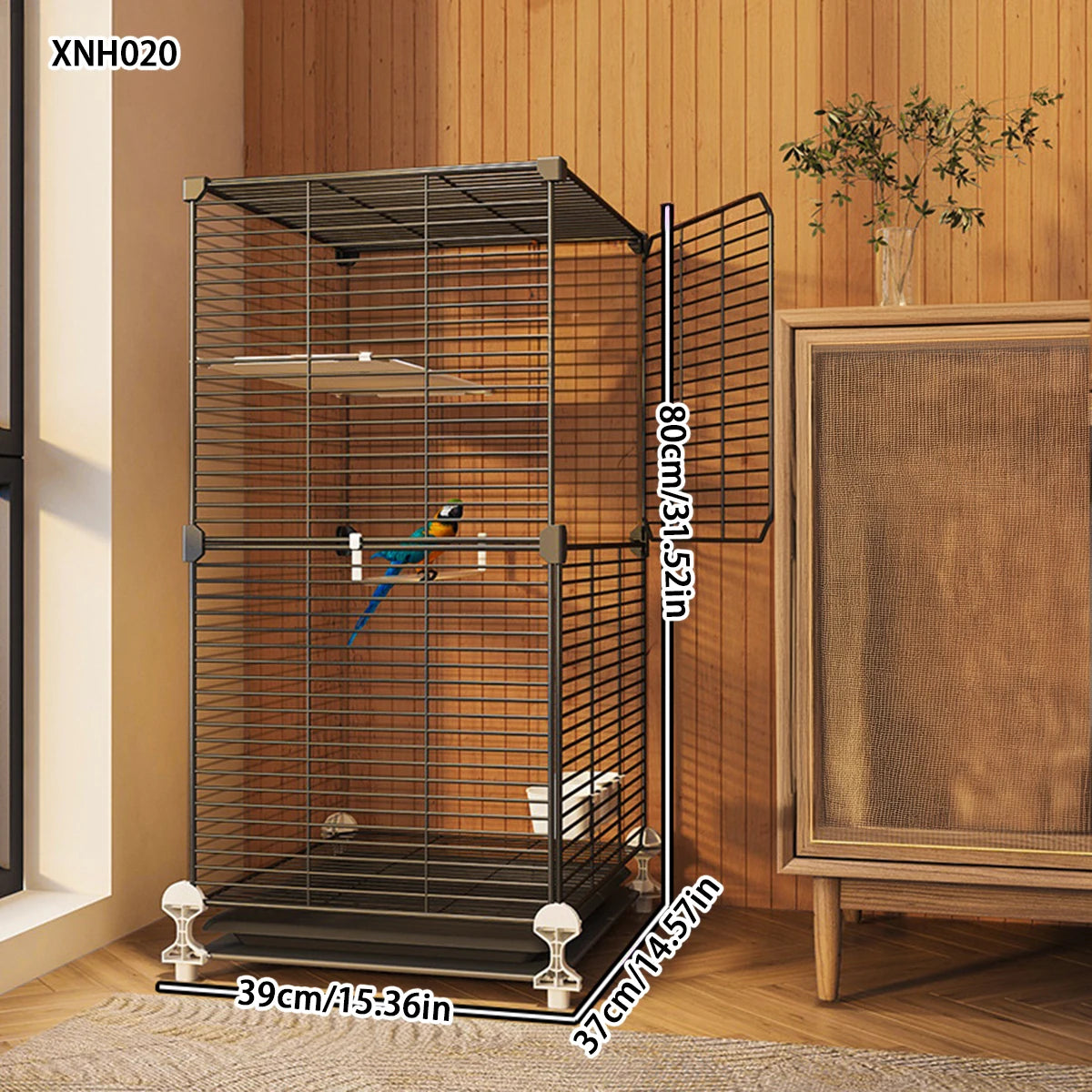 Cage à Oiseaux Barreaux Renforcés & Épais – Grande Volumé Style Villa pour Perroquets, Calopsites, Inseparábles, Mainates & Pinsons