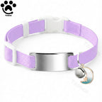 Collier Chat Élastique Personnalisé – Gravure Gratuite, Plaque ID, Clochette & Breloque Lune Anti-Fugue