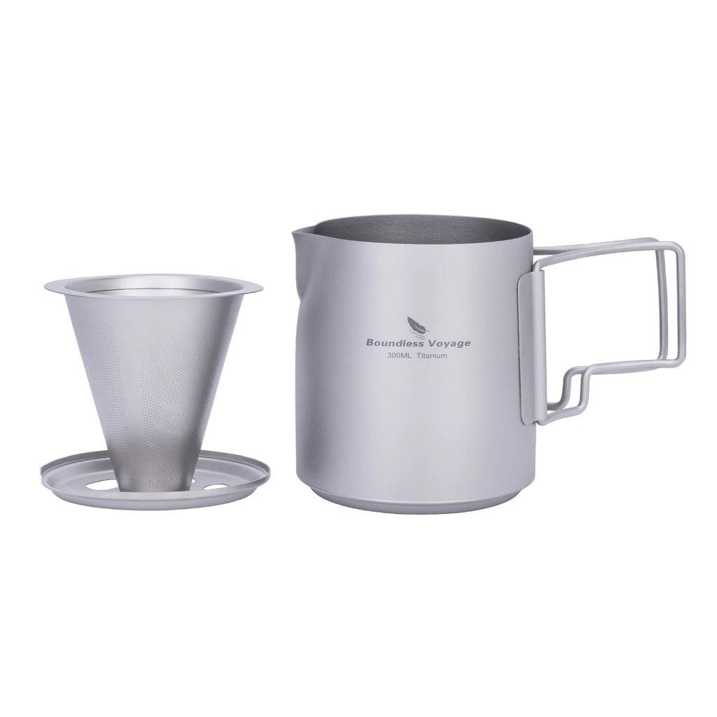Set Café Filtre en Titane  Mug avec Dripper Détachable  Cafetière Portable pour Camping & Outdoor