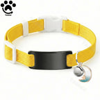 Collier Chat Élastique Personnalisé – Gravure Gratuite, Plaque ID, Clochette & Breloque Lune Anti-Fugue