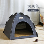 Tente Lit pour Chat Semi-Fermée Amovible – Panier Canapé Canvas, Maison Grotte pour Chat & Chien, Déco Chambre