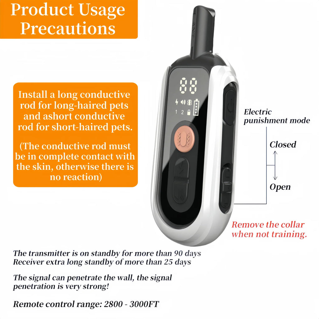 Collier de Dressage Électrique Étanche pour Chien – Télécommande, Rechargeable, Anti-Aboiement, Toutes Tailles