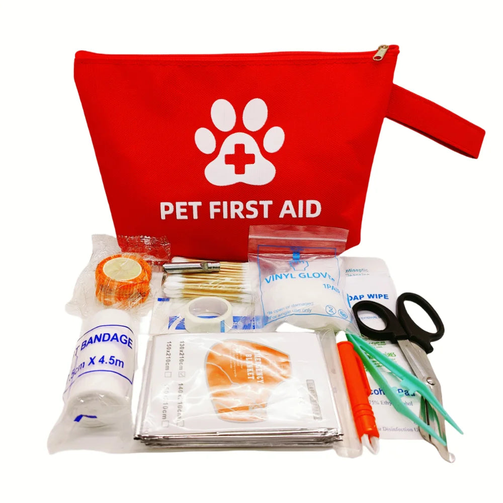 Kit de Premiers Secours pour Animaux 58 Pièces – Trousse de Voyage Imperméable Oxford 1680D pour Chiens & Chats, Camping & Randonnée