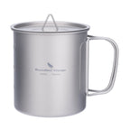 Tasse en Titane avec Couvercle & Poignée Pliante  Mug Ultraléger pour Camping, Randonnée & Voyage | 200ml à 600ml