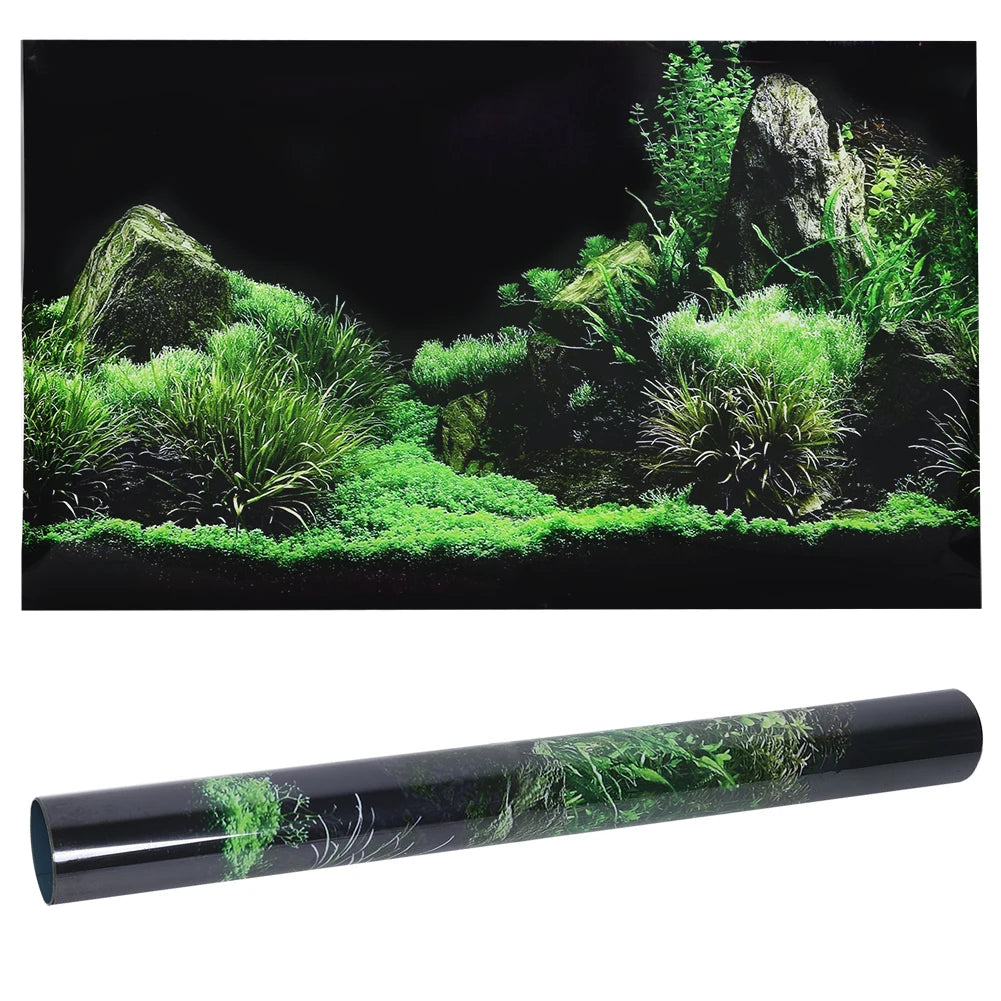 Sticker Fond d'Aquarium PVC – Décor Fond Marin, Herbes Aquatiques, Peinture Sous-Marine pour Bac à Poissons
