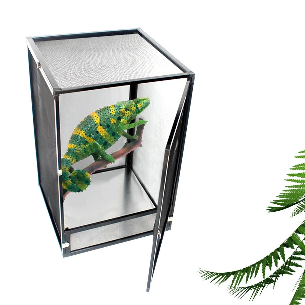 Terrarium Démontable pour Reptiles – Cage à Air en Aluminium avec Porte Frontale et Vue Complète pour Lézards et Caméléons
